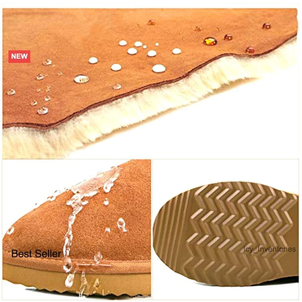 Genuine Suede Snow Boots Waterproof Winter Mid-Calf Classic Chic